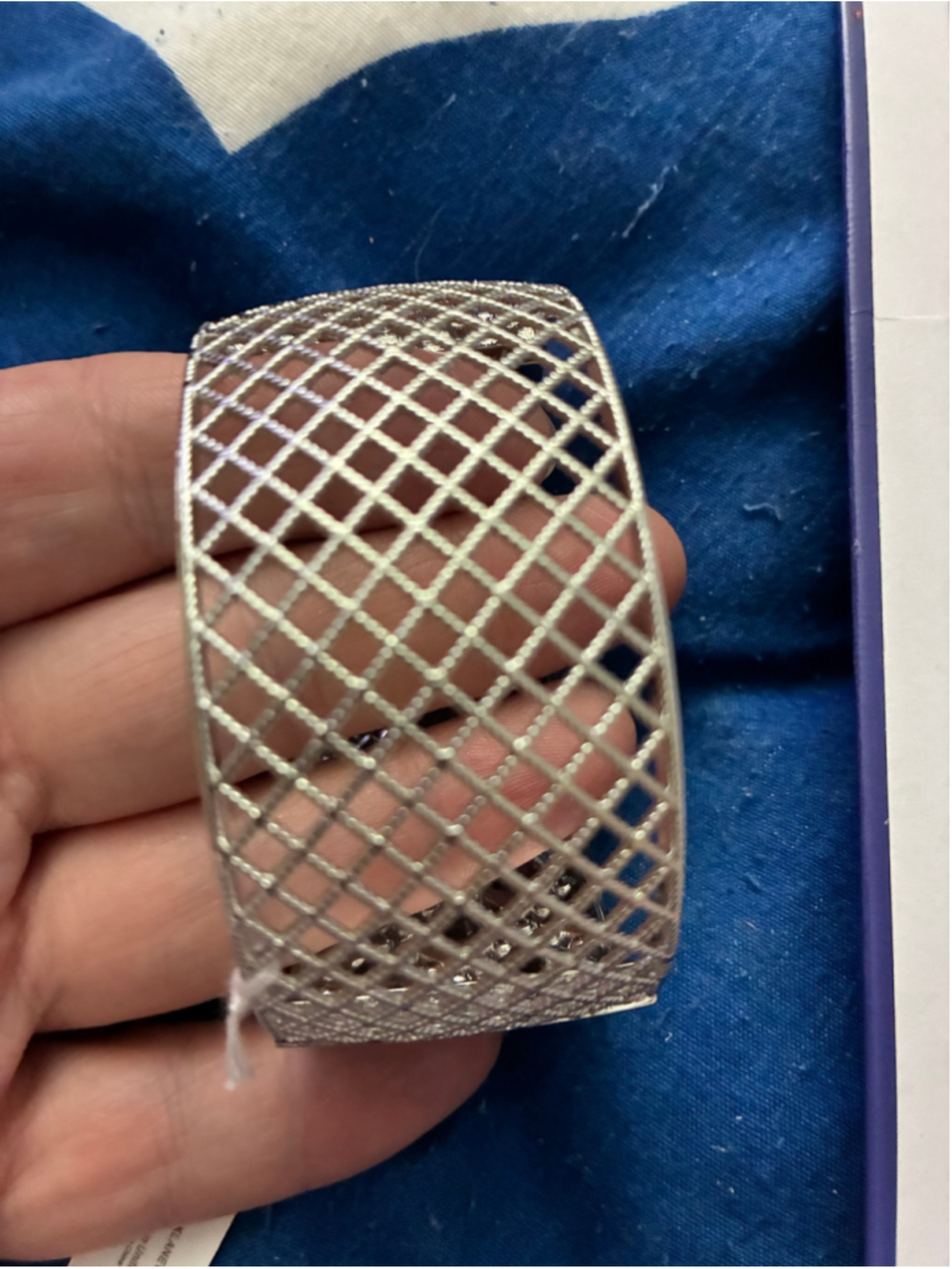 Park Lane Women's Silver and White Mother of Pearl Lattice Cuff Bracelet